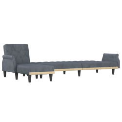 Sofa rozkładana L, ciemnoszara, 271x140x70 cm, aksamit