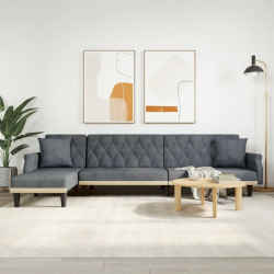 Sofa rozkładana L, ciemnoszara, 271x140x70 cm, aksamit