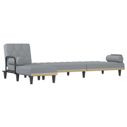 Sofa rozkładana L, jasnoszara, 260x140x70 cm, tkanina