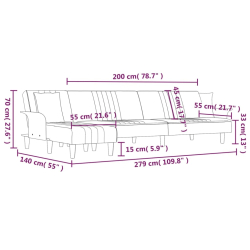 Sofa rozkładana L, jasnoszara, 279x140x70 cm, tkanina