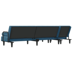 Sofa rozkładana L, niebieska, 260x140x70 cm, aksamit