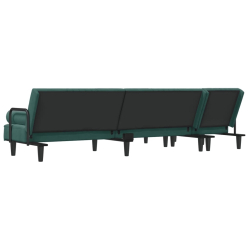 Sofa rozkładana L, ciemnozielona, 260x140x70 cm, aksamit