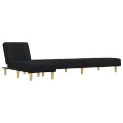 Sofa rozkładana w kształcie L, czarna, 255x140x70 cm, tkanina