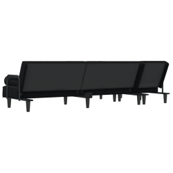 Sofa rozkładana L, czarna, 260x140x70 cm, aksamit