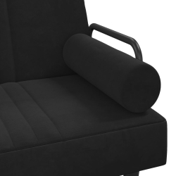 Sofa rozkładana L, czarna, 260x140x70 cm, aksamit