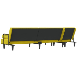 Sofa rozkładana L, żółta, 260x140x70 cm, aksamit