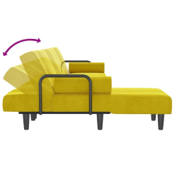 Sofa rozkładana L, żółta, 260x140x70 cm, aksamit