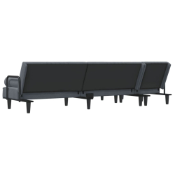 Sofa rozkładana L, ciemnoszara, 260x140x70 cm, aksamit