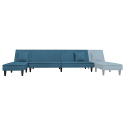 Sofa rozkładana w kształcie L, niebieska, 255x140x70 , aksamit