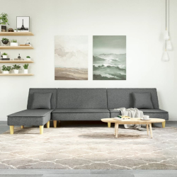 Sofa rozkładana L, ciemnoszara, 255x140x70 cm, tkanina