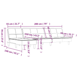 Sofa rozkładana L, ciemnoszara, 255x140x70 cm, tkanina