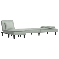 Sofa rozkładana L, jasnoszara, 255x140x70 cm, aksamit
