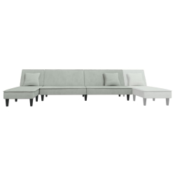 Sofa rozkładana L, jasnoszara, 255x140x70 cm, aksamit