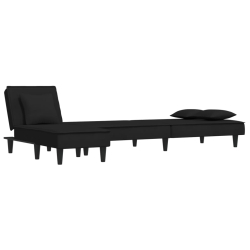 Sofa rozkładana w kształcie L, czarna, 255x140x70 cm, aksamit