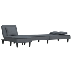 Sofa rozkładana L, ciemnoszara, 255x140x70 cm, aksamit