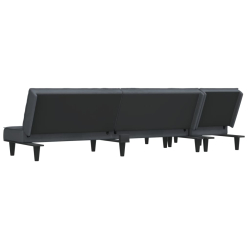 Sofa rozkładana L, ciemnoszara, 255x140x70 cm, aksamit
