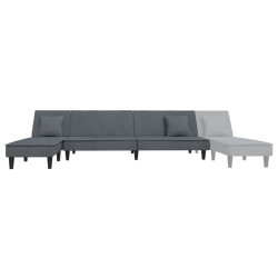 Sofa rozkładana L, ciemnoszara, 255x140x70 cm, aksamit