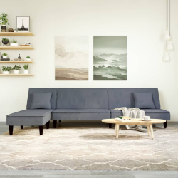 Sofa rozkładana L, ciemnoszara, 255x140x70 cm, aksamit