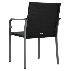 Krzesła ogrodowe z poduszkami, 6 szt., czarne, 56x59x84 cm