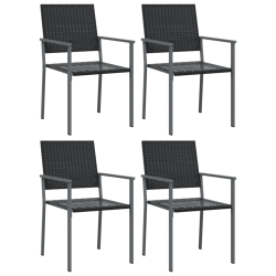 Krzesła ogrodowe, 4 szt., czarne, 54x62,5x89 cm, polirattan