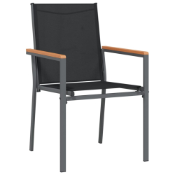 Krzesła ogrodowe, 6 szt, czarne, 55x61,5x90cm, textilene i stal