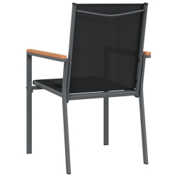 Krzesła ogrodowe, 6 szt, czarne, 55x61,5x90cm, textilene i stal
