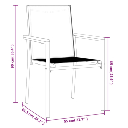Krzesła ogrodowe, 4 szt, czarne, 55x61,5x90cm, textilene i stal