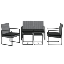5-cz. zestaw mebli ogrodowych, poduszki, ciemnoszary, rattan PP