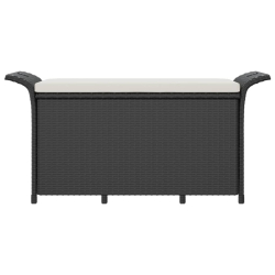 Ławka ogrodowa z poduszką, czarna, 116x46x57 cm, polirattan