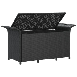 Ławka ogrodowa z poduszką, czarna, 116x46x57 cm, polirattan
