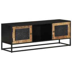 Szafka pod TV, 110x30x40 cm, lite drewno mango i żelazo