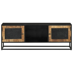 Szafka pod TV, 110x30x40 cm, lite drewno mango i żelazo