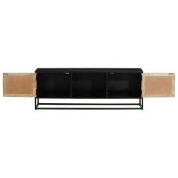 Szafka pod TV, 110x30x40 cm, lite drewno mango i żelazo