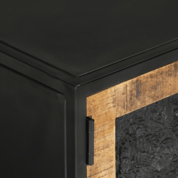 Szafka pod TV, 110x30x40 cm, lite drewno mango i żelazo