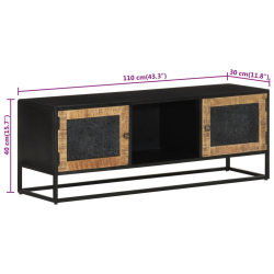 Szafka pod TV, 110x30x40 cm, lite drewno mango i żelazo
