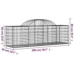 Kosze gabionowe, 40 szt, 200x50x60/80 cm, galwanizowane żelazo
