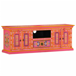 Szafka pod TV, różowa, 110x30x40 cm, lite drewno mango