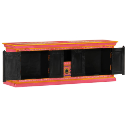 Szafka pod TV, różowa, 110x30x40 cm, lite drewno mango