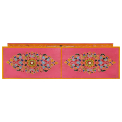 Szafka pod TV, różowa, 110x30x40 cm, lite drewno mango