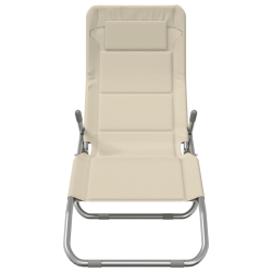 Składne leżaki 2 szt., kremowe, tkanina Textilene i stal