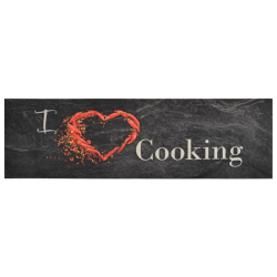 Dywanik kuchenny, wzór z napisem Cooking, czarny, 45x150 cm