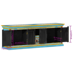 Szafka pod TV, niebieska, 110x30x40 cm, lite drewno mango