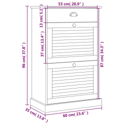 Szafka na buty VIGO, 60x35x96 cm, lite drewno sosnowe