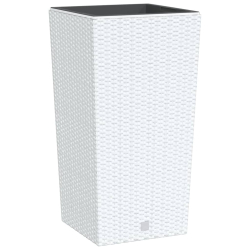 Donica z pojemnikiem wewnętrznym, biała, 21/49 L, rattan PP