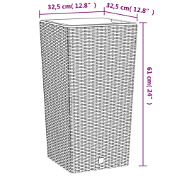 Donica z pojemnikiem wewnętrznym, biała, 21/49 L, rattan PP