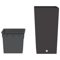 Donica z pojemnikiem wewnętrznym, brązowa, 21/49 L, rattan PP