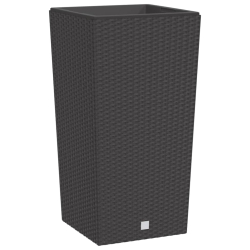 Donica z pojemnikiem wewnętrznym, brązowa, 21/49 L, rattan PP