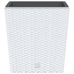 Donica z pojemnikiem wewnętrznym, biała, 21/32 L, rattan PP
