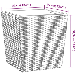 Donica z pojemnikiem wewnętrznym, biała, 21/32 L, rattan PP