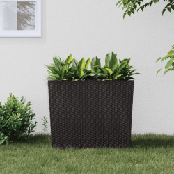 Donica z pojemnikiem wewnętrznym, brązowa, 12/44 L, rattan PP